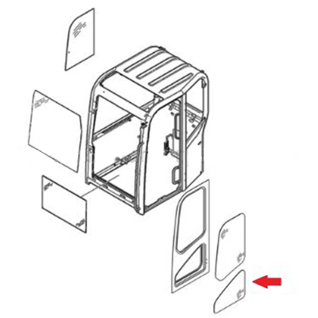 7006014 Lower Door Window Glass Fits Bobcat Excavators E60 E62 E63 E80 E85