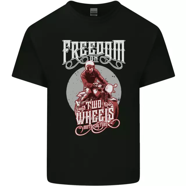 T-shirt top Freedom on due ruote biker moto da uomo cotone