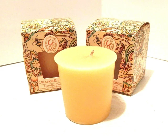 Greenleaf Orange & Honey scented Votives lot 2 candle cube new retired