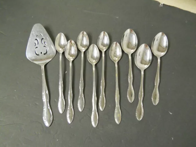 x10 Pc Continental Japan Stainless Steel Flatware Replacement Spoons & Server