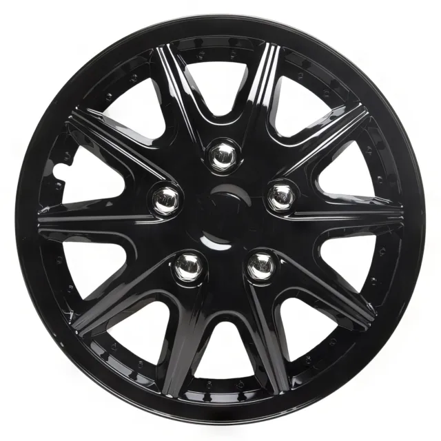 4 x 15 INCH Wheel Trim Set Gloss Black Hub Caps Covers TopTech Revolution 15"