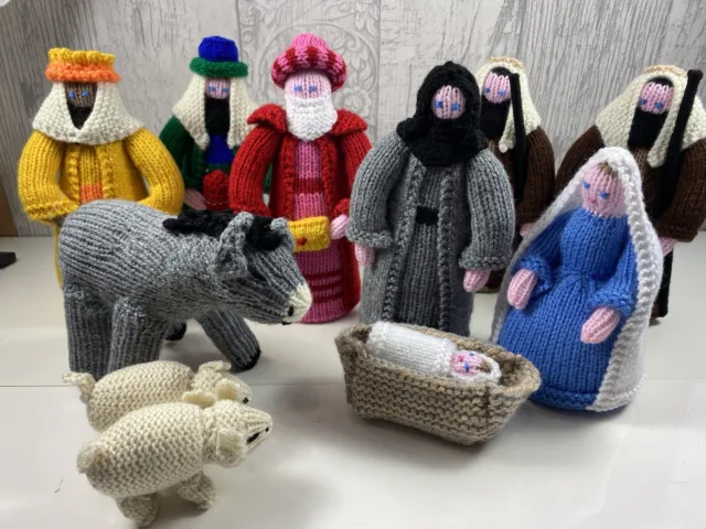 Handmade Nativity Knitted Scene 11 Figures RRP £69