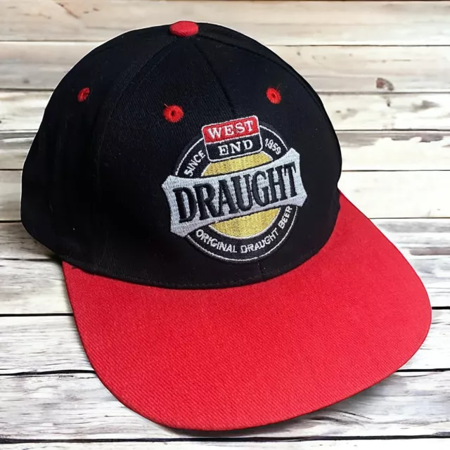 West End Draught Beer Unisex Ball Cap OSFM Black & Red Adjustable Metal Clasp