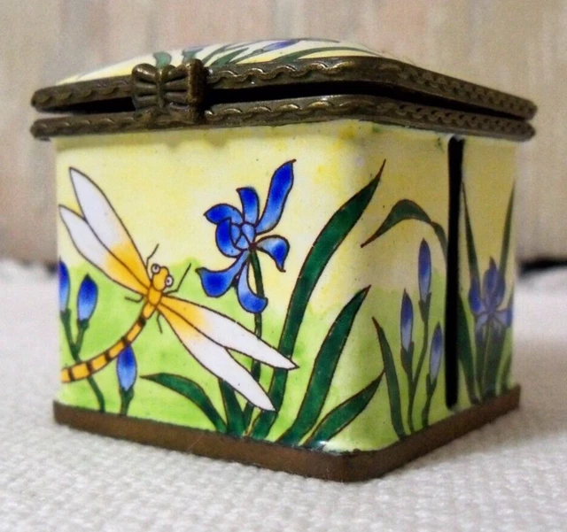 Decorative Stamp Roll Holder Dispenser w/Lid - Dragon Fly Siberian Iris