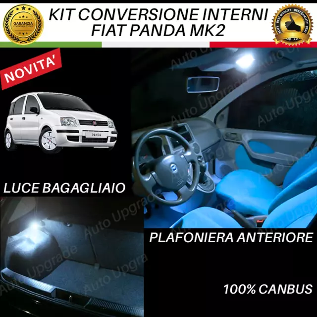 Kit Led Interni Per Fiat Panda Mk2 Luce Abitacolo + Vano Bagagli Canbus 6000K