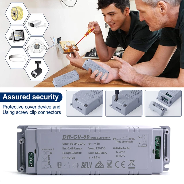 LED DRIVER DIMMABLE Transformer AC to DC Power Supply Adapter For Light ...