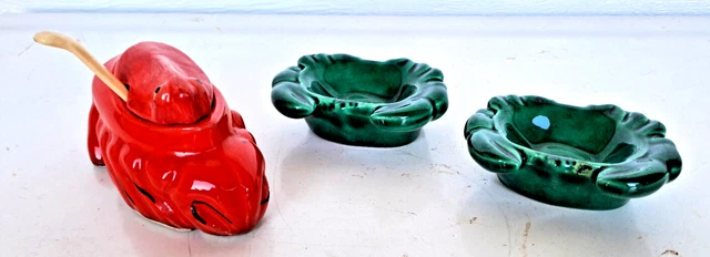 Set Salière, Poivrière Et Moutardier Vallauris Signé A. Ferlay - Céramique Moines - Vintage