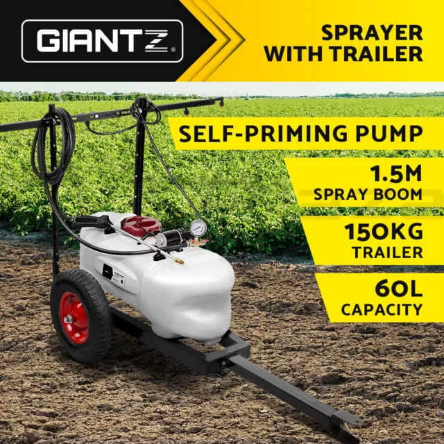 Giantz Weed Sprayer 60L Spot Sprayer ATV w/ Trailer Garden Spray 1.5M Boom