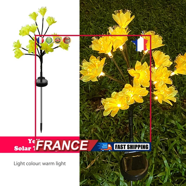 LED Garden Stake Light Waterproof Flower Shaped Solar Lawn Lamp (Yellow 2pcs) fr