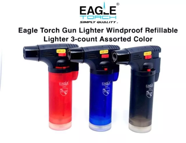 Eagle Torch Butane Gas Gun Lighter Assorted Pack of 3