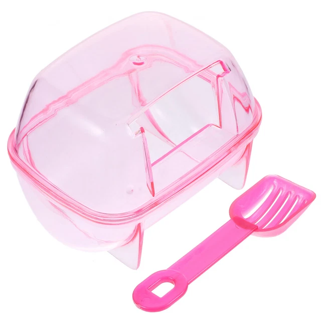 Práctico baño de hámster pequeña bañera de plástico para mascotas casa animal arena