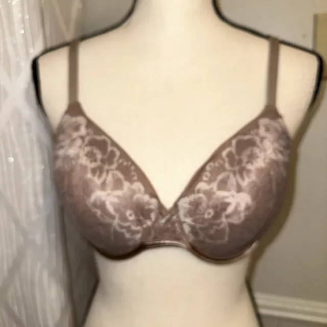 Warners Bra Firm Support Underwire Stretch Lace Beige Sz 36C NWOT