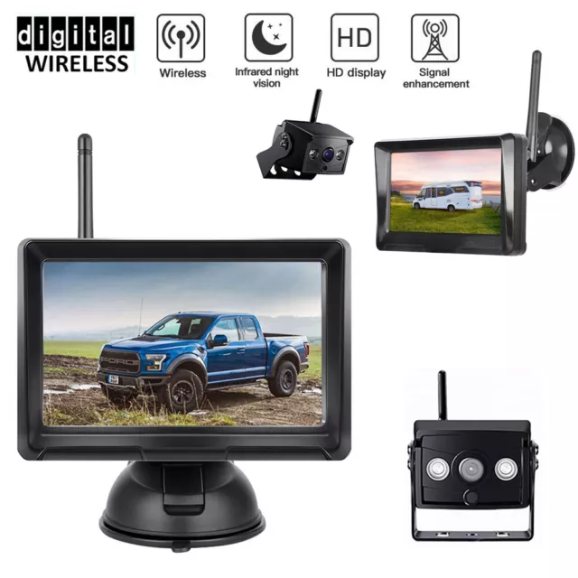 5" Wireless Rear View Kit HD LCD Monitor Reverse Camera For Truck Caravan VAN RV