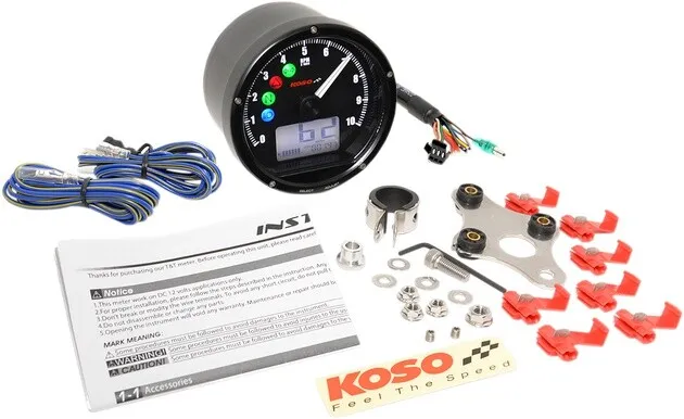 Koso TNT-01 Electronic Speedometer/Tachometer Black Panel