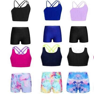 Girls Active Shorts Sets Kids AthleticTracksuits Yoga Sportsuits Dance Outfits