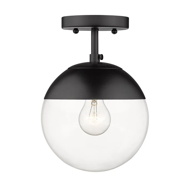 Golden Lighting 3219-SF Dixon 8"W Semi-Flush Globe Ceiling - Black