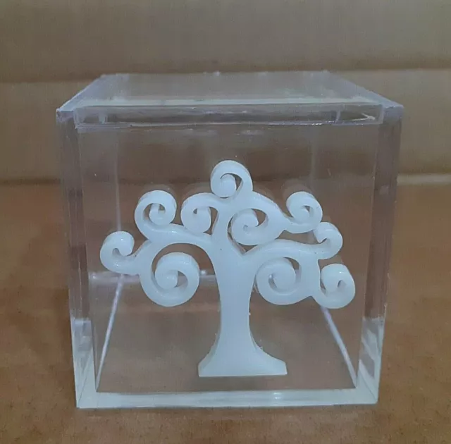 Albero Della Vita Su Scatola Plexiglass Bomboniera 24Pz Porta Confetti Eventi