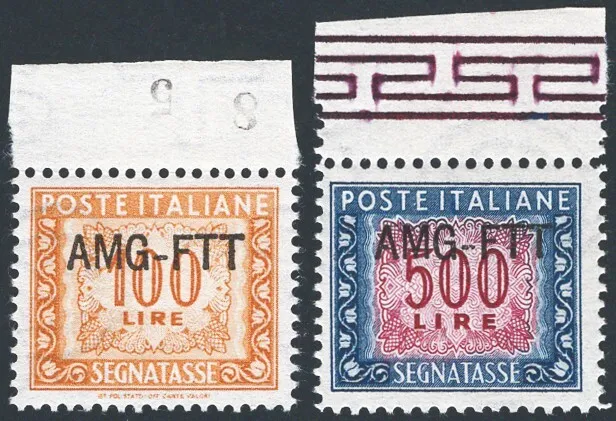 1949/51 - Trieste A, Segnatasse with above. AMG-FTT"" on one line, No. 16/28. Ce