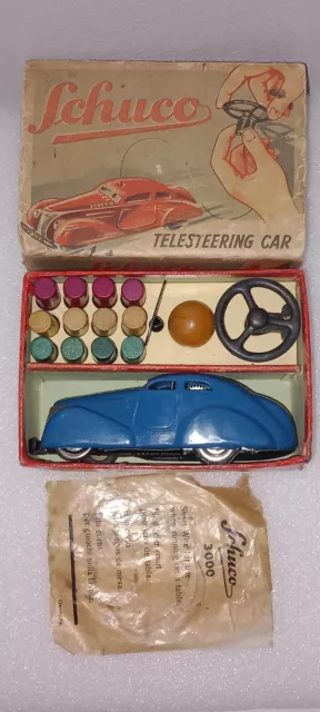 Schuco Telesteering Car 3000 Blue Tinplate 1930/40's Made in Germany Exc+ Boxed