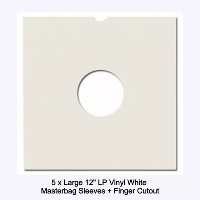 White 12" Lp Vinyl Record Large Card Masterbag Sleeve Wallets Finger Cutout  Lot