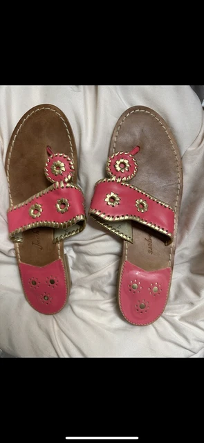 Jack Rogers Women's Jack Navy + Gold Leather Medallion Sandals Size 10 M