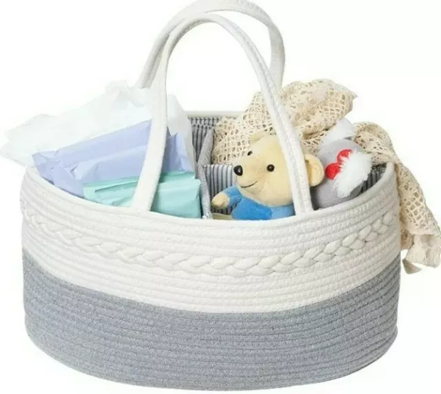 Luxury Diaper Caddy/Organizer Rope Nursery Storage Bin