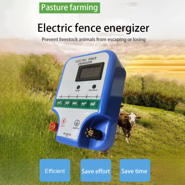 8KM Electric Fence Livestock Controller Energizer Charger f/ AnimalsCattle Ranch