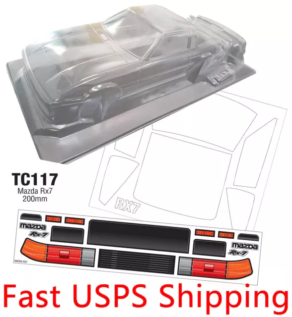 1/10  RC  Drift Racing Touring Mazda RX7 Clear Transparent Body Shell 200mm