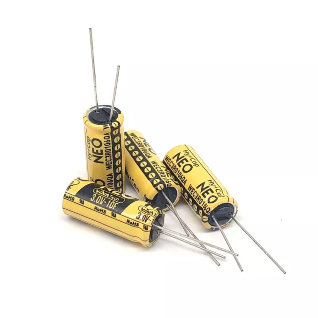 3 PCS VINA 3V10F fixed capacitor NEO series hycap WEC3R0106QG 3.0v10fB  10*25MM