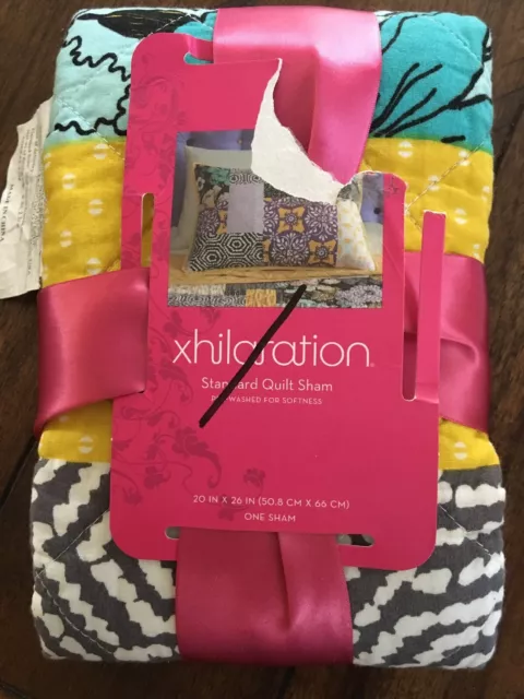 One XHILARATION Black Multi Colored Patchwork STANDARD PILLOW SHAM One XHILARATION Black Multi Colored Patchwork STANDARD PILLOW SHAM