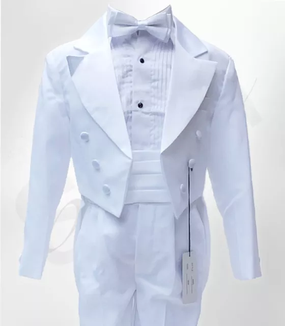 Baby & Jungen Formell Smoking Frack Anzug weiß Taufe Pagenjunge Outfit