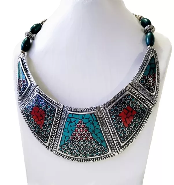 Vintage Tibetan Nepalese Turquoise, Coral  Necklace