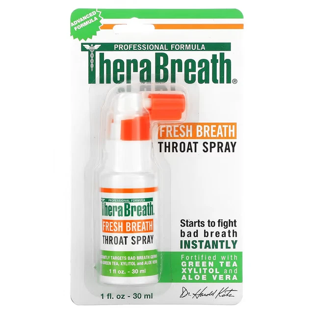 TheraBreath Fresh Breath Professional Formula Throat Spray with Green Tea, 1 oz