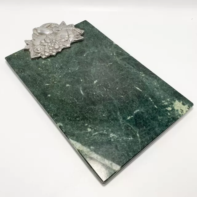 ARTHUR COURT Vintage Green Marble Cheese Board with Aluminum Decorative Accent