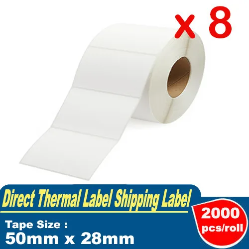 8x Direct Thermal Shipping Label 50 x 28mm Perforated Sticker Price Tag Barcode