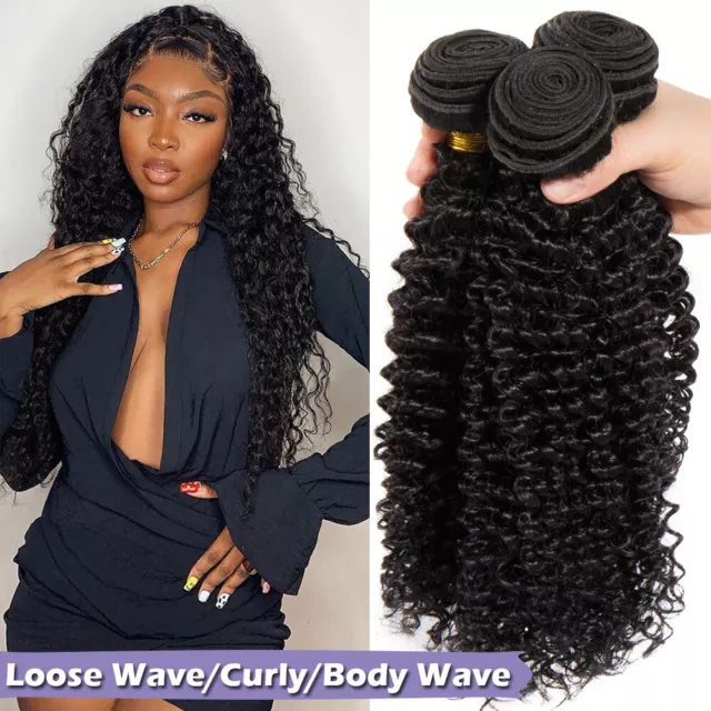 Kinky Curly Brazilian Virgin Human Hair Bundles Extensions THICK Weft 100G Weave