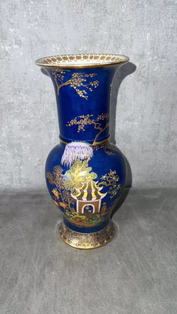 CARLTON WARE BLUE CHINESE MIKADO 2728 VASE W & R LTD c1900