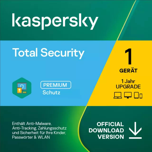 Kaspersky Total Security 2024 , 1PC 365 Tage  Inkl. Password Manager Top ESD