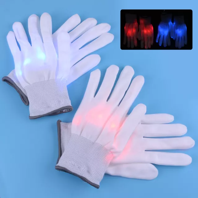 Red/Blue Dance Stage LED Light Gloves Flashing Finger Glow Mittens Xmas Holiday