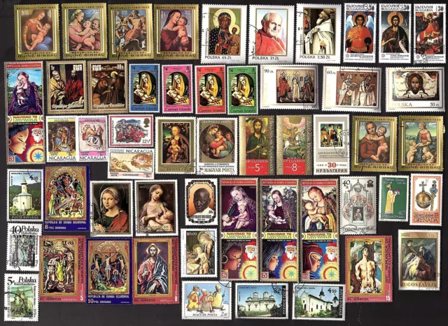 100 All Different RELIGION ON  STAMPS