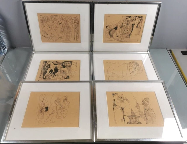 Lot 6 LITHOGRAPHIE 1968 d'apres PABLO PICASSO Reproductions EROTIQUES Papier A