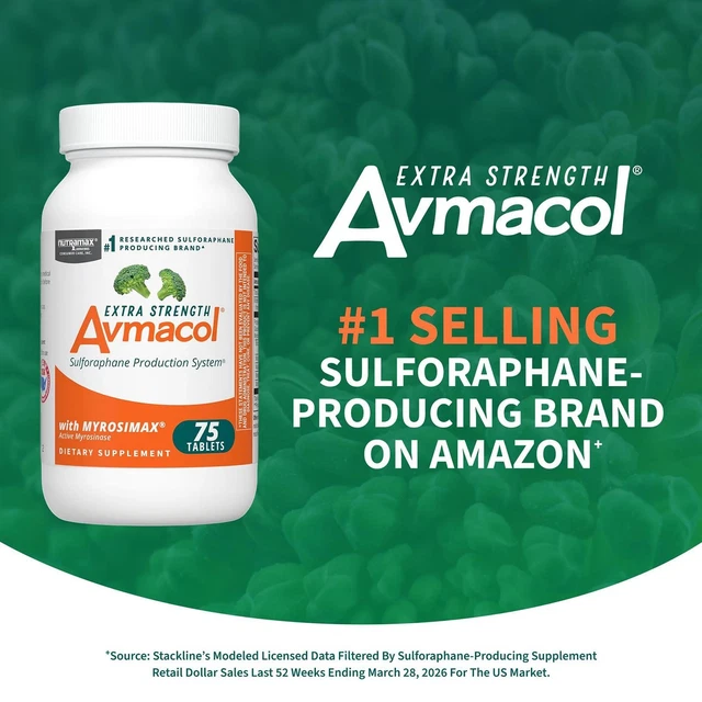 2PCS AVMACOL EXTRA Strength Sulforaphane Dietary Supplement Broccoli ...