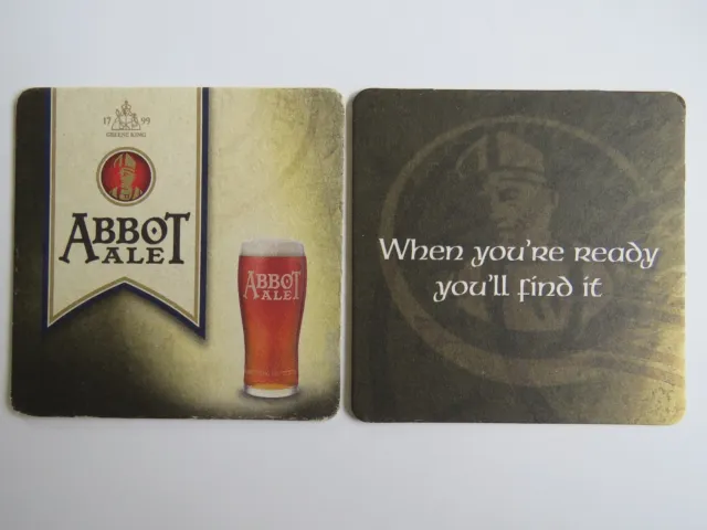 Beer Brewery Coaster ~ GREENE KING Abbot Ale ~ St. Edmunds, England Since 1799