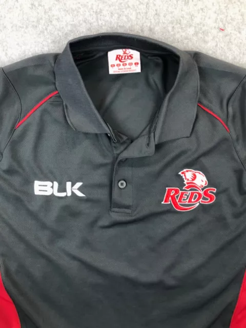 BLK Queensland Reds Mens Polo Shirt Grey Size L Official Rugby Union Embroidered 3