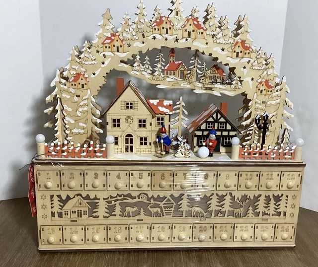 MARTHA STEWART WOODEN Light Up Advent Calendar Christmas VillageNEW