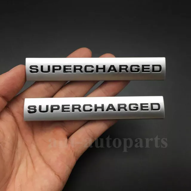 2x Metal Chrome Supercharged Car Auto Trunk Emblem Badge Sticker New V6 V8 Sport