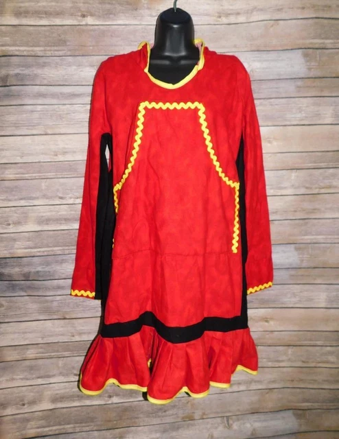 Alaska Native Eskimo Kuspuk M Red Black Yellow Flannel Tunic Shirt Dress W Hood