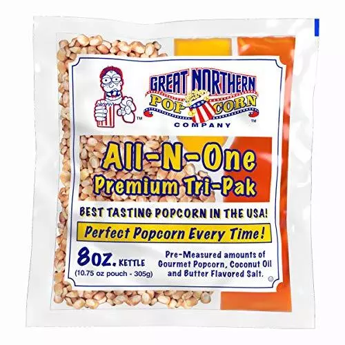 Popcorn Packs, Pre-Measured, All-in-One Kernel, Salt, 8 Ounce, Pack of 24 USA