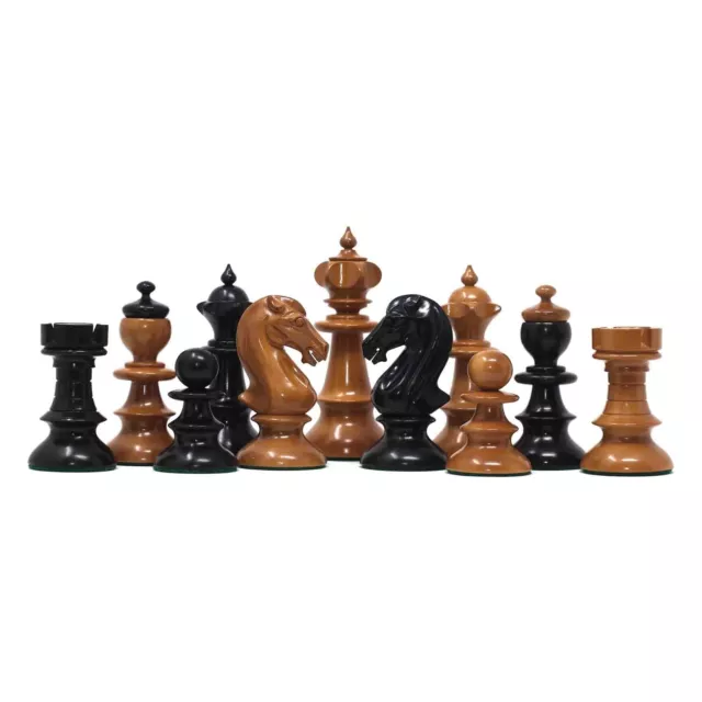 The Austrian Coffehouse Series Luxury 4" Chessmen in Antiqued Boxwood & Ebony 3