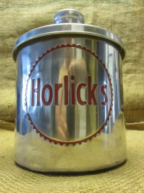 Vintage Horlick Malted Milk Container Antique Old Dairy Candy Malt Shake 10400